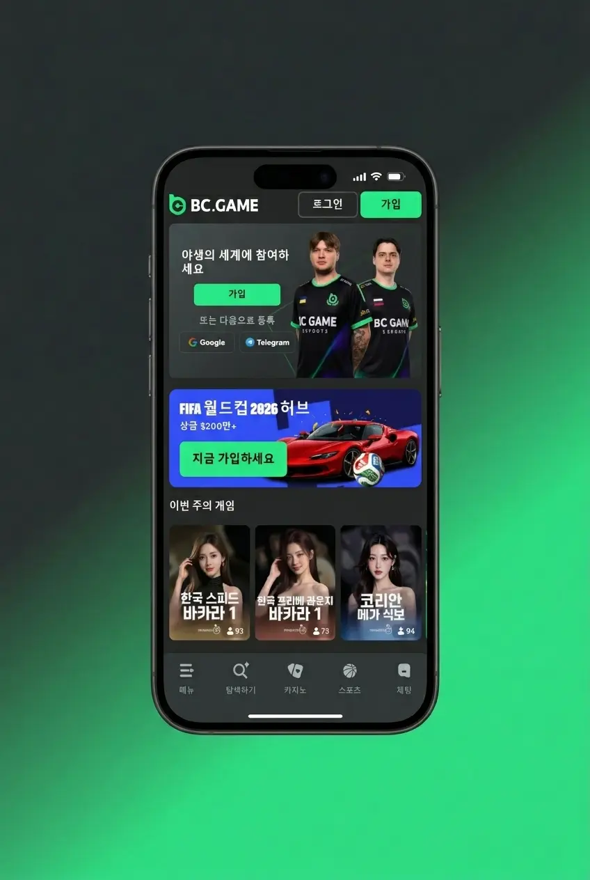 iOS용 BC Game PWA 앱 5단계 설치 가이드 화면 - Safari 홈 화면 추가 방법 안내
